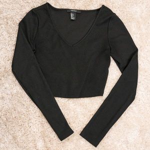 Forever 21 Black long sleeve crop top